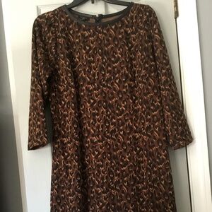 Talbots Animal Print Soft Knit Business Casual Sheath Dress 3/4 Sleeve SZ 12 NWT